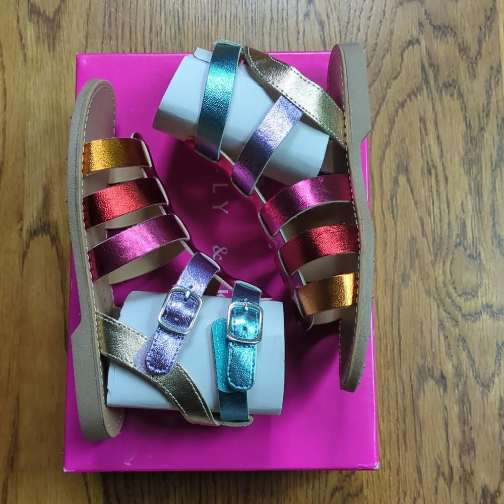 NIB Kelly & Katie Chloe Gladiator Rainbow Sandal Size 12T